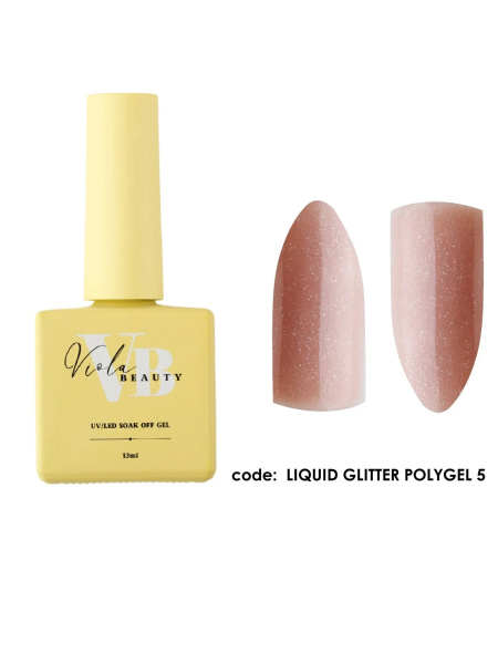 Viola Beauty Liquid Poly Gel Glitter #0005 - Güçlendirme İçin Uygun Simli Jel 13 ml