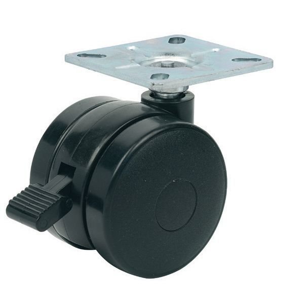 Hafele İkiz Tekerlek Frenli Ø60x78mm (4 Adet), Siyah