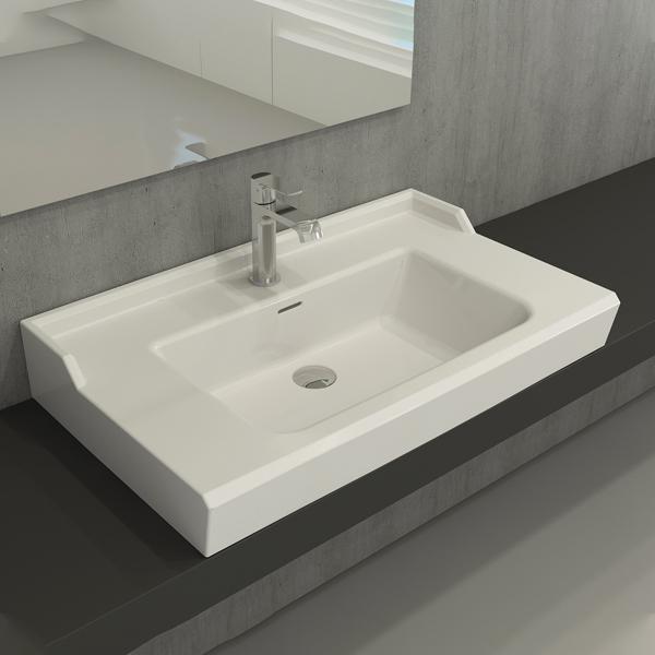 Hafele Estella 80 Banyo Lavabosu, 800x450mm Parlak Beyaz Renk