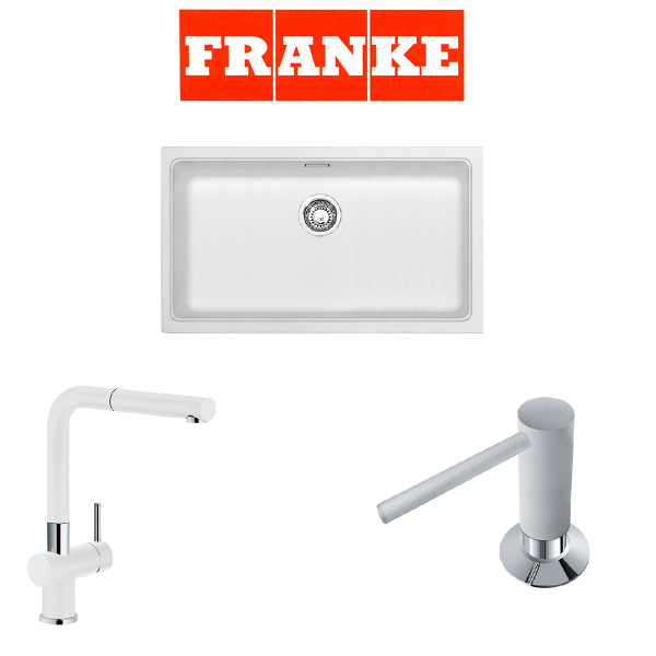 Franke Kubus KBG 110-70 Eviye Batarya Sabunluk Kampanyası Bianco