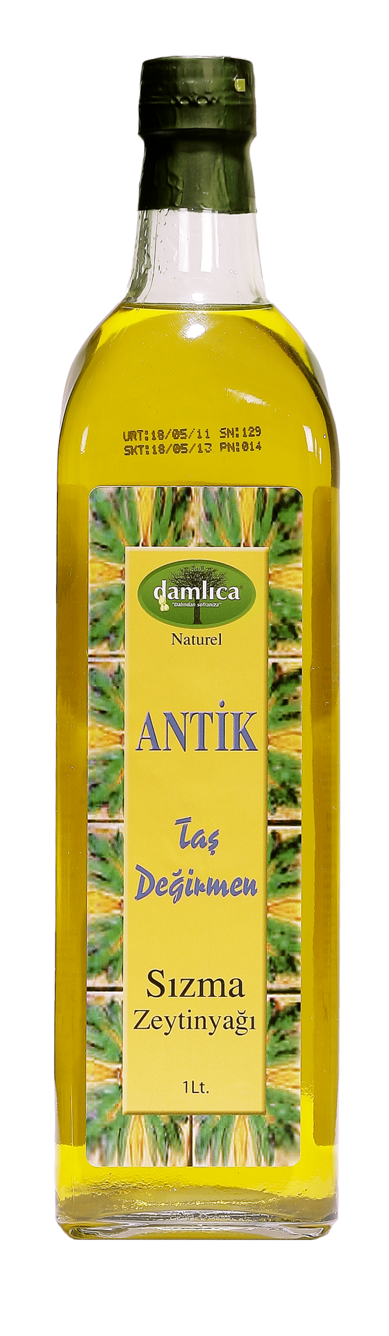 1LT CAM ŞİŞE ANTİK TAŞ DEĞİRMEN ZEYTİNYAĞI YENİ MAHSUL FİLTRESİZ