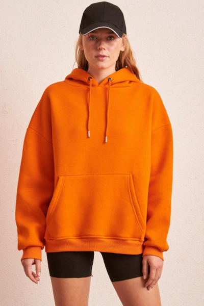 İçi Şardonlu Sweatshirt - Turuncu