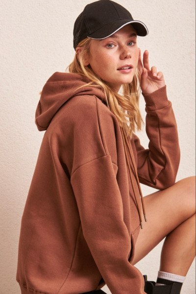 İçi Şardonlu Sweatshirt - Kahverengi