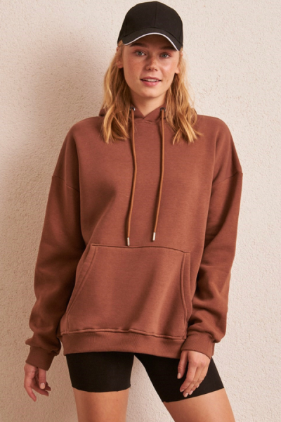 İçi Şardonlu Sweatshirt - Kahverengi