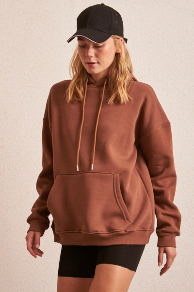 İçi Şardonlu Sweatshirt - Kahverengi