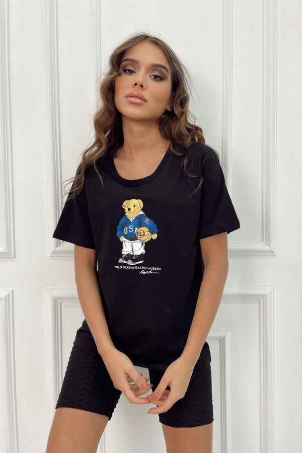 Teddy Baskılı Tshirt - Siyah