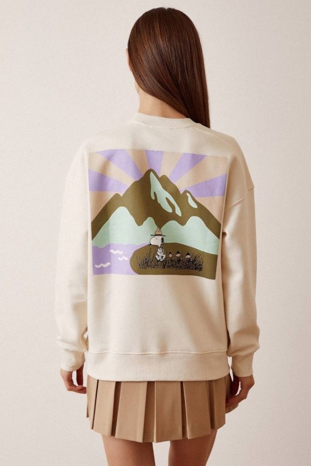Sırtı Baskılı Sweatshirt - Ekru