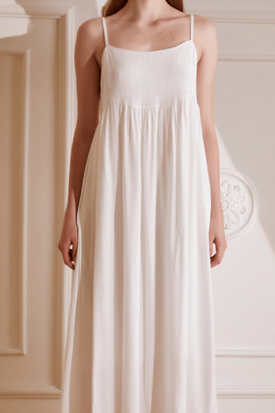 İnce Askılı Elbise - Kırık Beyaz