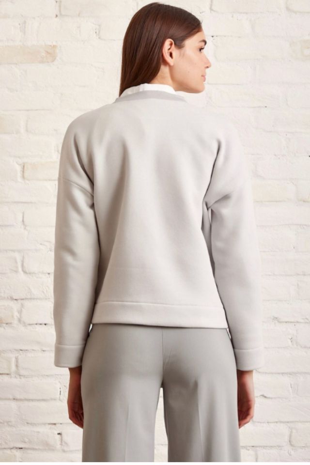 Yuvarlak Yaka Basic Sweatshirt - Gri