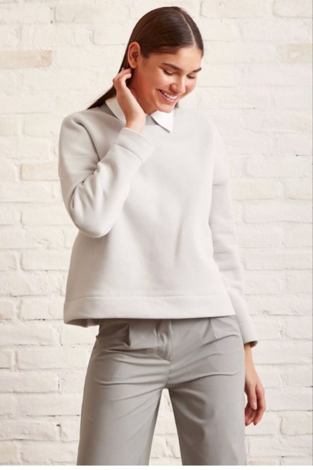 Yuvarlak Yaka Basic Sweatshirt - Gri