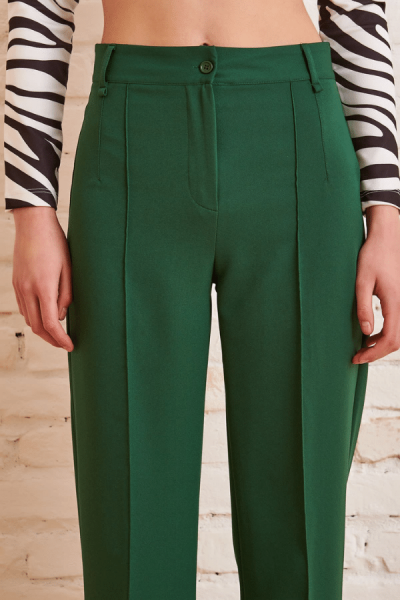 Yüksek Bel Kumaş Pantolon - Yeşil