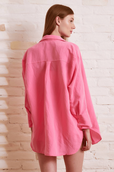 Oversize Modal Gömlek  - Pembe