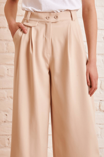 Çift Düğme Kumaş Pantolon - Açık Bej