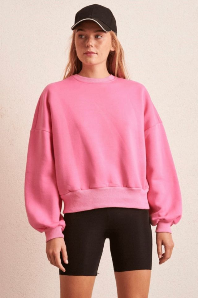 Salaş Kesim Basic Sweatshirt - Pembe