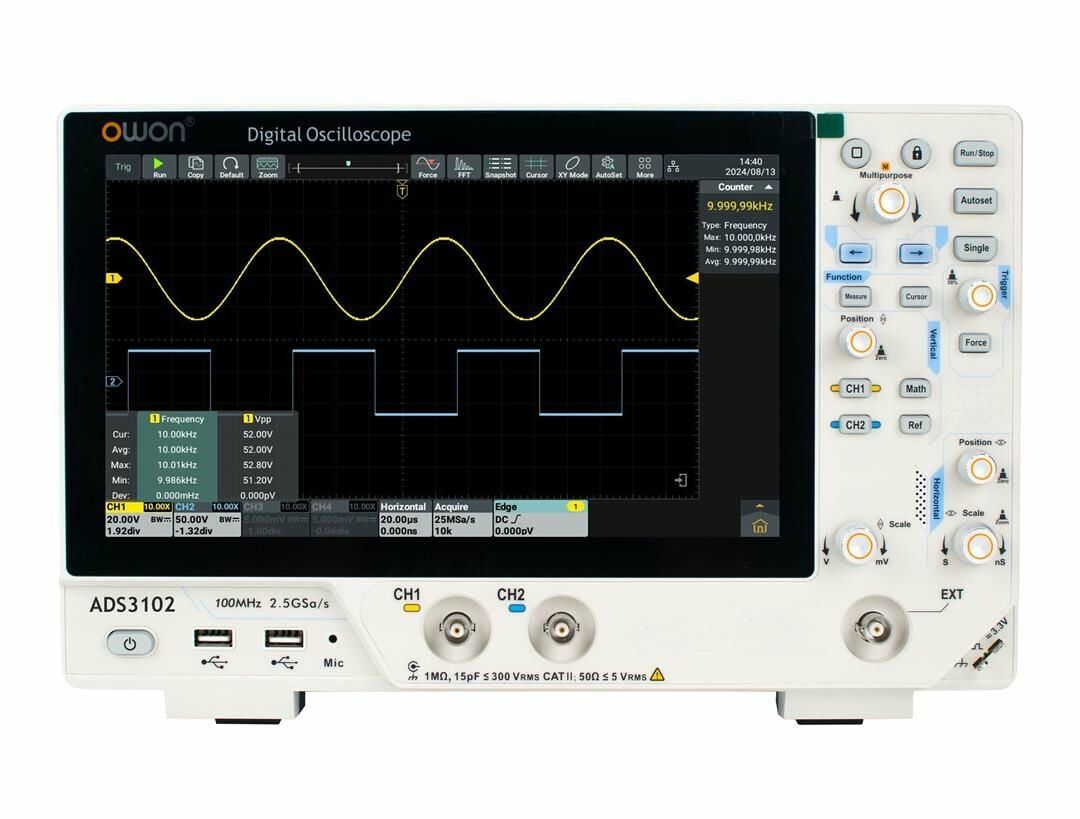 Owon ADS3102 Osiloskop-100MHz-2Ch-10''DokEkr