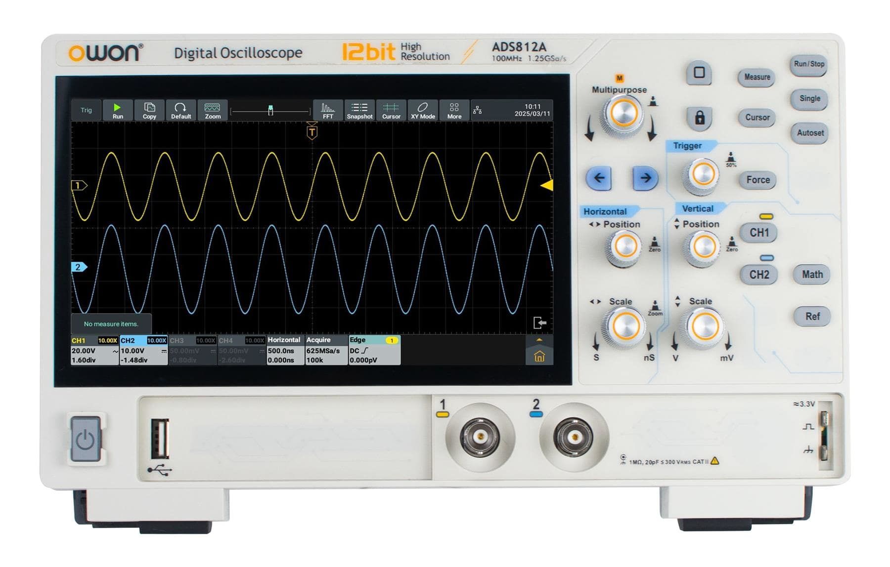 Owon ADS812A 4.Nesil Çok Fonks. Osiloskop 100MHz-2 Ch-DokEkr