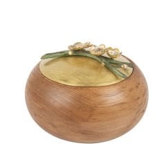 Marina Pirinç Kapaklı Ahşap Dekoratif Kase