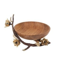 Anika Pirinç Detaylı Ahşap Dekoratif Servis Kase