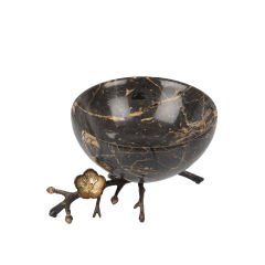 Anika Pirinç Detaylı Mermer Dekoratif Kase