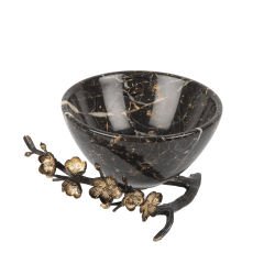 Anika Pirinç Detaylı Mermer Dekoratif Kase