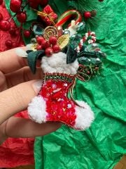 Yeni Yıl Hediye Çorabı Broş