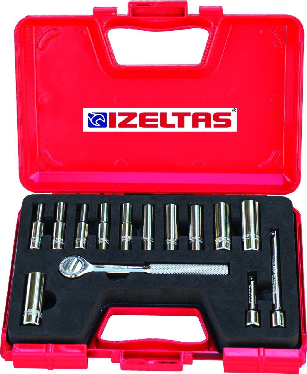 İZELTAŞ 1/4'' ALTI KÖŞE DERİN LOKMA ANAHTAR TAKIMI (15 PARÇA) 1107 00 6015