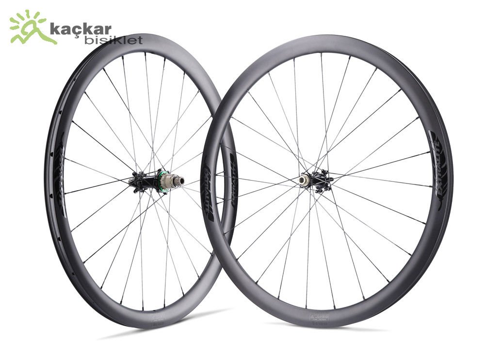 Extralite CyberDisc 339 Clincher Karbon ABEC 5 Thru Axle Yol / Yarış  Bisikleti Jant Seti