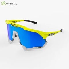 SCİCON  AEROSHADE XL SUNGLASSES FLUO YELLOW  MULTIMIRROR BLUE + CLEAR LENSES