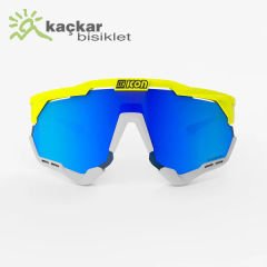 SCİCON  AEROSHADE XL SUNGLASSES FLUO YELLOW  MULTIMIRROR BLUE + CLEAR LENSES