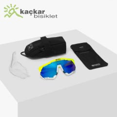 SCİCON  AEROSHADE XL SUNGLASSES FLUO YELLOW  MULTIMIRROR BLUE + CLEAR LENSES