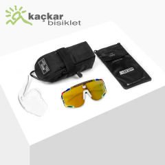 SCİCON  WORLD CHAMPION AEROSCOPE SUNGLASSES  WHITE RAINBOW BRONZE MULTIMIRROR + CLEAR  LENSES