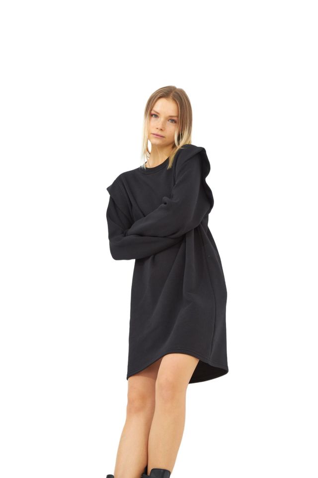 EONA SWEATSHIRT DRESS - BLACK