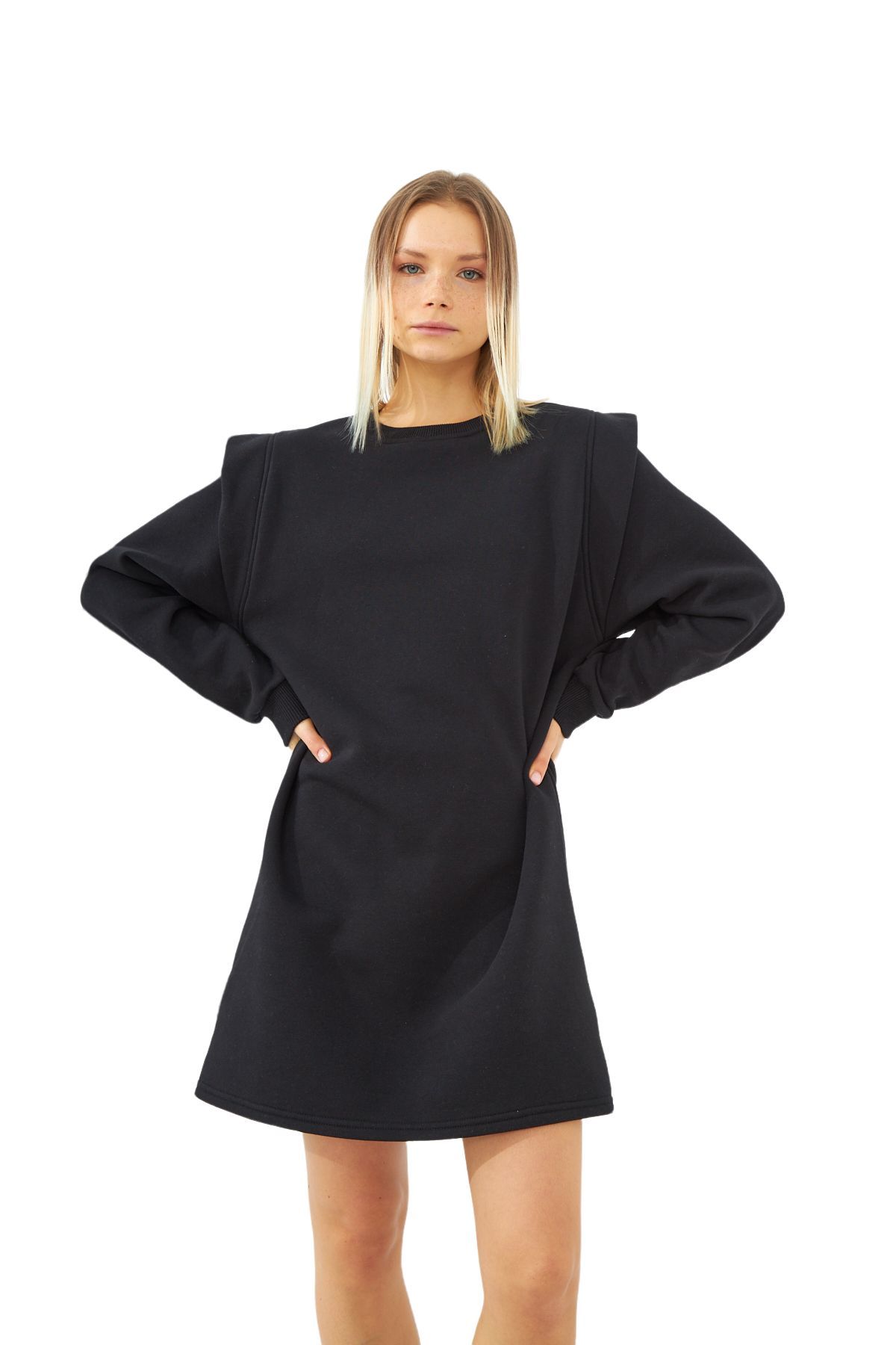 EONA SWEATSHIRT DRESS - BLACK