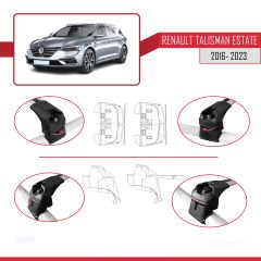 Renault Talisman Estate 2016-2023 Arası ile uyumlu ACE-2 Ara Atkı Tavan Barı GRİ