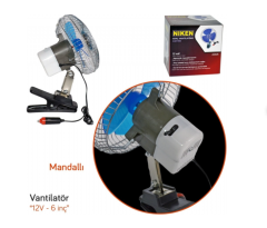 ARAÇ VANTİLATÖRÜ  MANDALLI 12V 21W 6 İNÇ