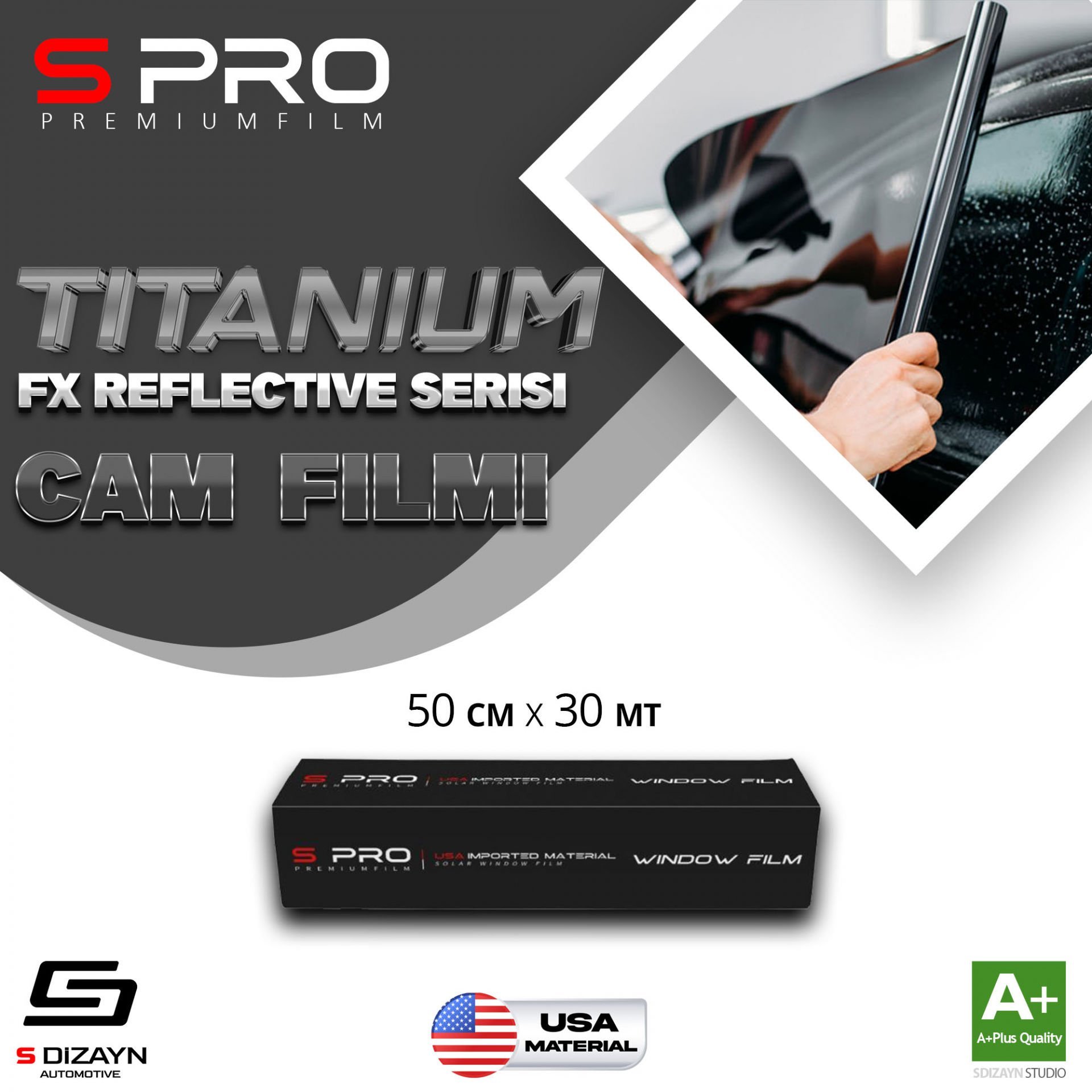 S Pro Cam Filmi Nano Titanium FX Serisi 2PLY %50 100cm/30mt