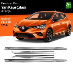 Renault Clio Uyumlu 5 Krom Yan Kapı Çıtası 4 Parça. 2019 Ve Üzeri