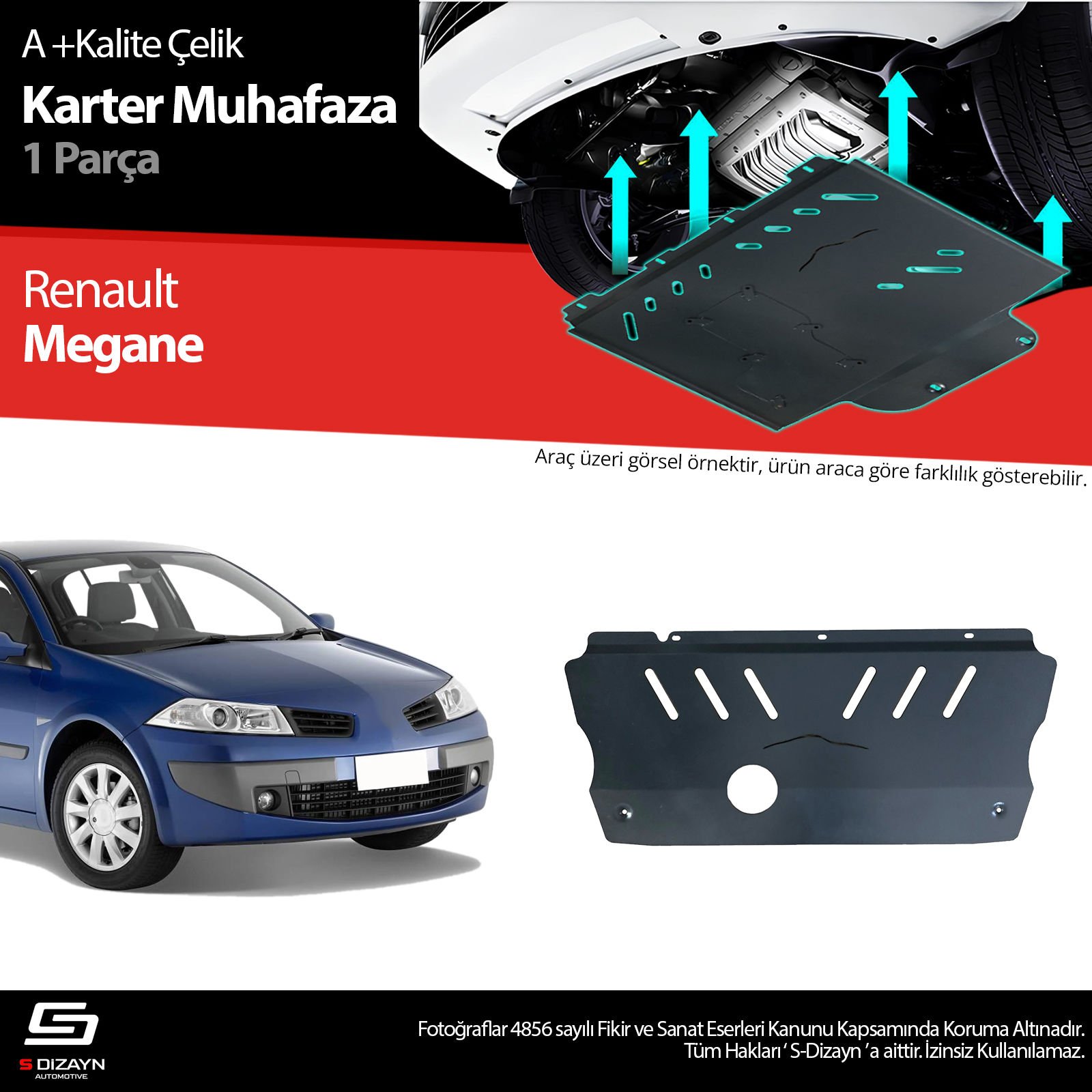 S-Dizayn Renault Megane 2 Çelik Karter Muhafaza 2002-2008 A+ Kalite