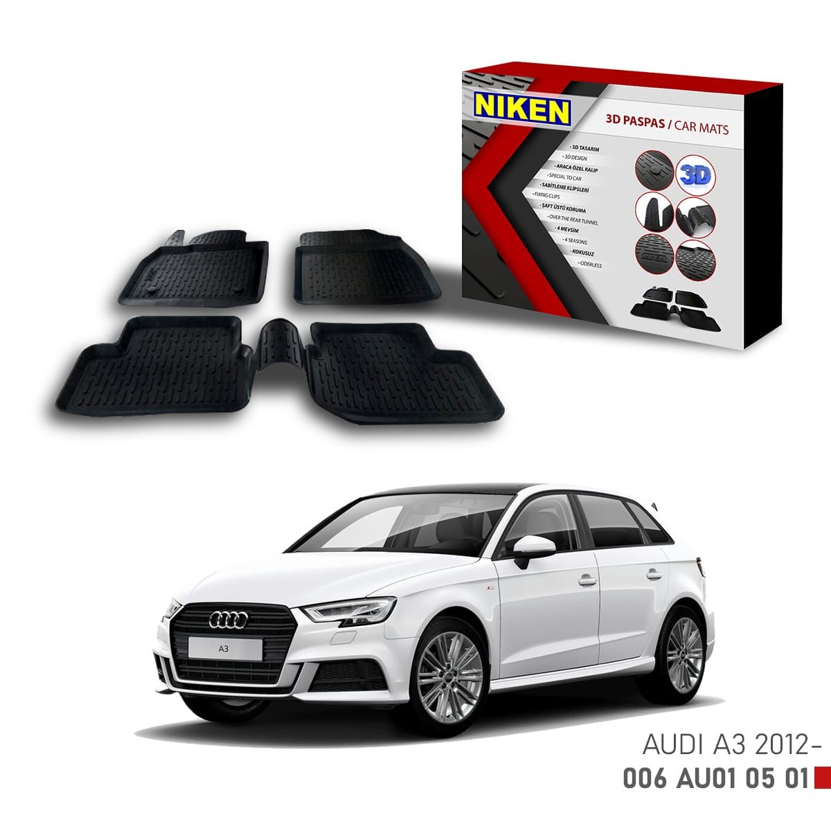 Audi A3 Hb için Uyumlu -2012 3D Paspas