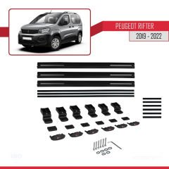 Peugeot Rifter 2019-2022 Arası ile uyumlu Basic Model Ara Atkı Tavan Barı SİYAH 3 ADET