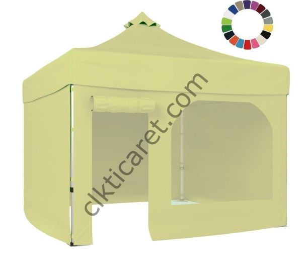 CLK 4x4 40 mm Katlanabilir Tente Gazebo Çadır Gazebo Çadır 3 Yan Kapalı 1 Yan Kapı ve Pencereli