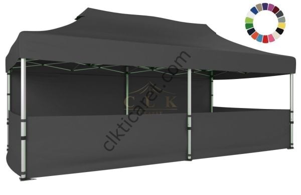 CLK 3x6 40 mm Katlanabilir Tente Gazebo Çadır Gazebo Çadır 1 Tam Duvar 3 Yarım Duvar