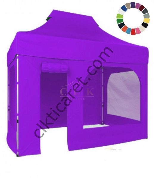 CLK 2x3 40mm Alüminyum Katlanabilir Tente Gazebo Çadır 4 Kenar Kapalı Kapı Pencereli