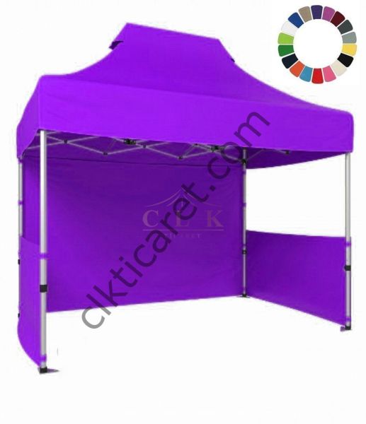 CLK 2x3 40mm Alüminyum Katlanabilir Tente Gazebo Çadır 3 Kenar Kapalı 2 Yarım Duvar