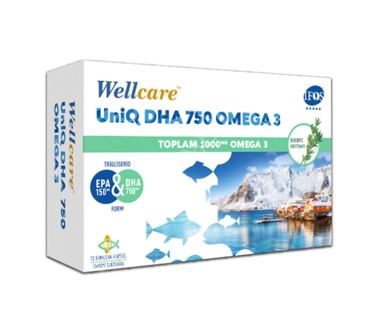 WELLCARE UNIQ DHA 750 OMEGA 3 30 KAP