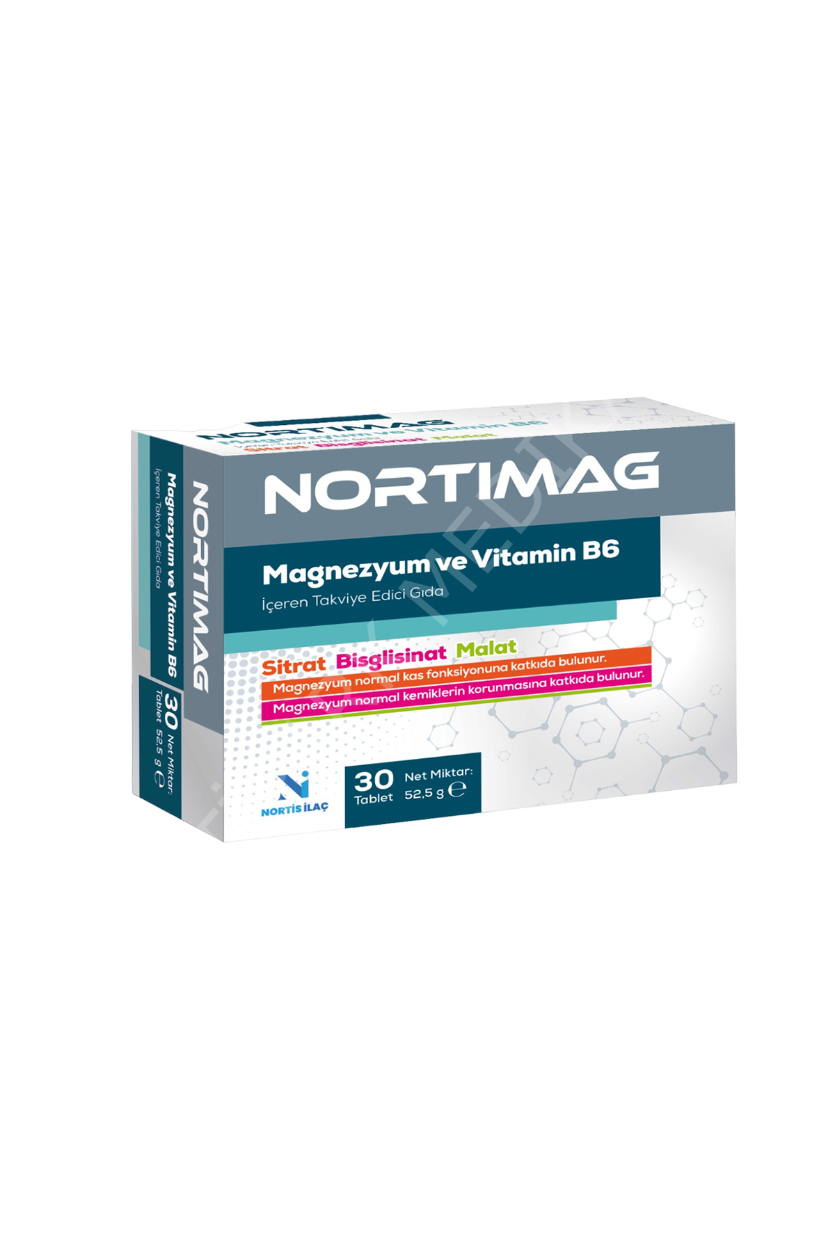 Nortimag Magnezyum Ve Vitamin B6 İçeren 30 Tablet Takviye Edici Gıda