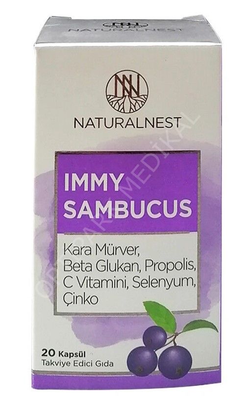 NN IMMY SAMBUCUS KARA MURVER,BETA GLUKAN,PROPOLIS,VIT.VE MIN. ICEREN KAPSUL 20 KAPSULLUK AMBALAJ
