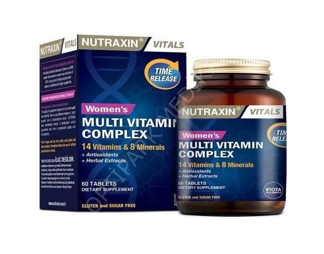NUTRAXIN MULTIVITAMIN MINERAL KOMPLEKSI KADINLARA OZEL TABLET 60 TABLETLIK AMBALAJ