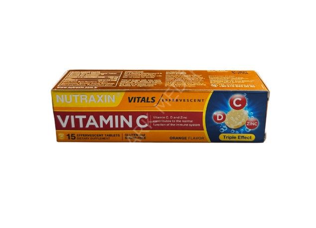 NUTRAXIN VITAMIN C VITAMIN C, D VE CINKO ICEREN EFERVESAN TABLET 15 TABLETLIK AMBALAJ
