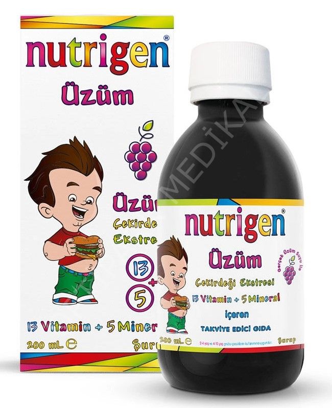 NUTRIGEN UZUM CEKIRDEGI EKSTRELI SURUP 200 ML LIK SISE